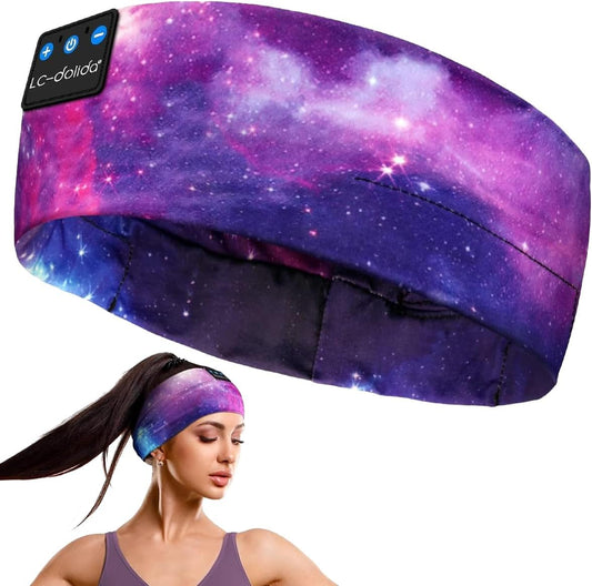 Bluetooth Headband Headphones, Starry Sleep Mask with Bluetooth Headphones Sleeping Headband Sleep Headphone Bluetooth Headband with Thin Speaker Microphone Handsfree Long Play Time