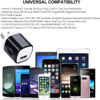 Wall Adapter, USB Wall Charger 6 Pack,  1A 5V Single Port USB Plugs Power Adapter Compatible Iphone 12 11 Xs XR X 8 7 6S 6, Samsung Galaxy A21 S10E S9 S8 Note 20 9 8 S7 Edge, G6, Google Pixel 4A