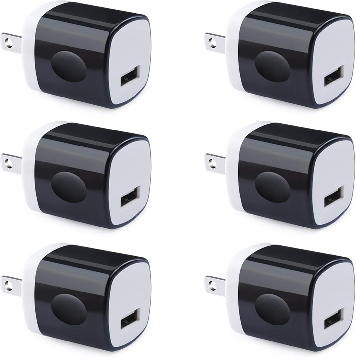 Wall Adapter, USB Wall Charger 6 Pack,  1A 5V Single Port USB Plugs Power Adapter Compatible Iphone 12 11 Xs XR X 8 7 6S 6, Samsung Galaxy A21 S10E S9 S8 Note 20 9 8 S7 Edge, G6, Google Pixel 4A