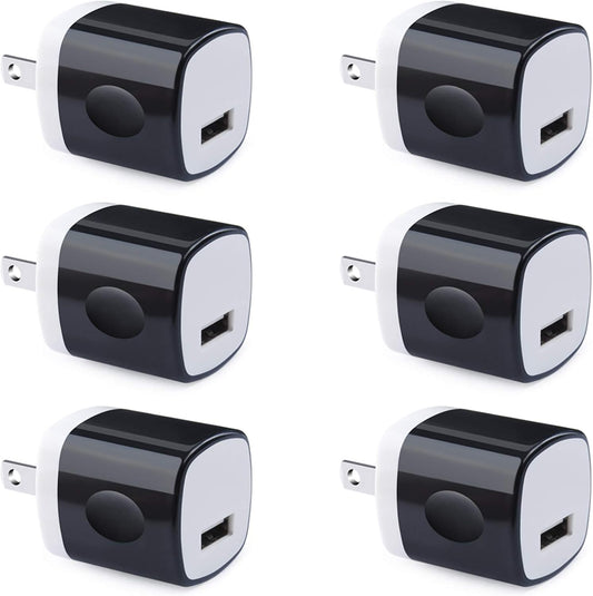 Wall Adapter, USB Wall Charger 6 Pack,  1A 5V Single Port USB Plugs Power Adapter Compatible Iphone 12 11 Xs XR X 8 7 6S 6, Samsung Galaxy A21 S10E S9 S8 Note 20 9 8 S7 Edge, G6, Google Pixel 4A