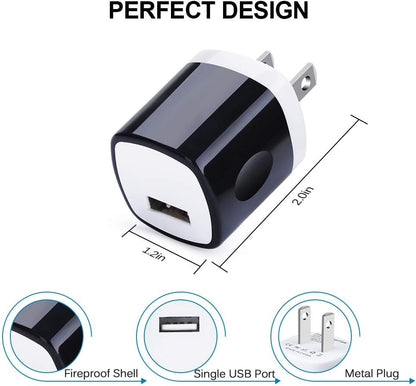 Wall Adapter, USB Wall Charger 6 Pack,  1A 5V Single Port USB Plugs Power Adapter Compatible Iphone 12 11 Xs XR X 8 7 6S 6, Samsung Galaxy A21 S10E S9 S8 Note 20 9 8 S7 Edge, G6, Google Pixel 4A